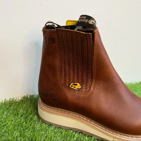 Men's Best Half Work Boots Pull On Leather Tan Botin Trabajo oil Water Resistant - Picture 7 of 10